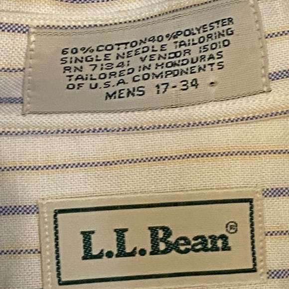 LL Bean Mens long sleeve button down casual dress shirt size 17-34 - Picture 3 of 7